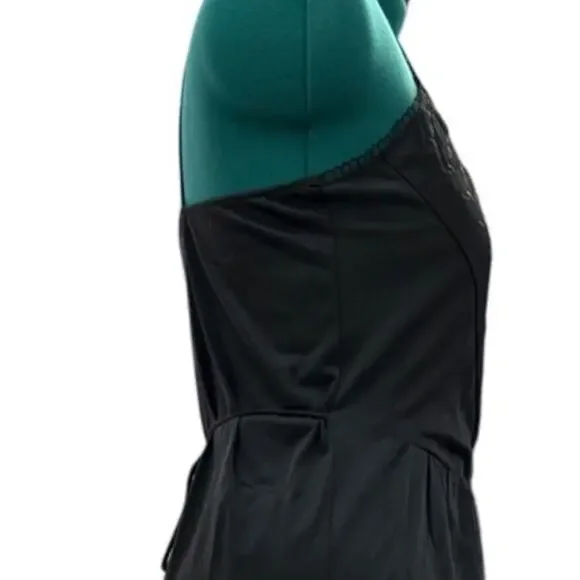 Vintage Private Treasures Black Lace Trim Slip Nightgown Size Medium 1970s - Picture 6 of 14